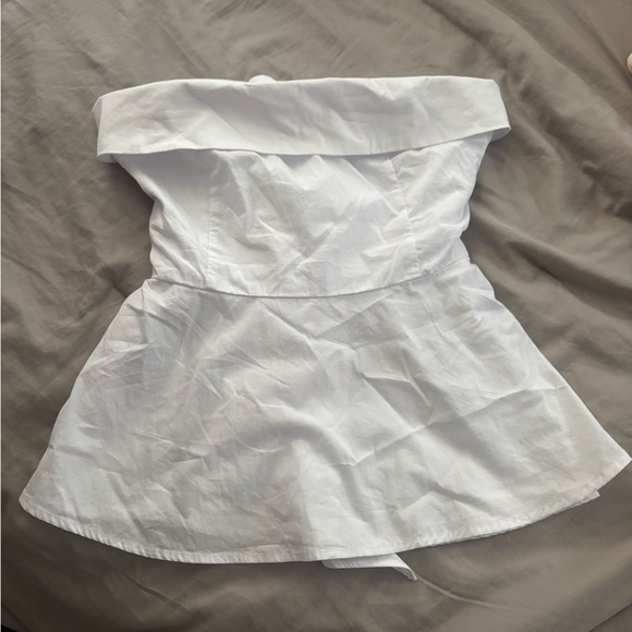 White Strapless Baby Doll A-line Tank Top - Picture 1 of 3